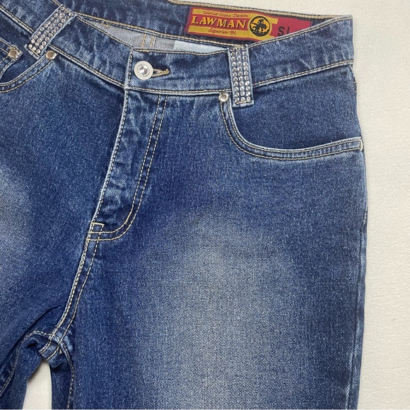 LAW MAN Women’s Blue Denim Jeans Flare Studded Waist Size 5 Stretch - Picture 13 of 13